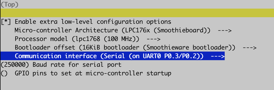 Screenshot from Menuconfig